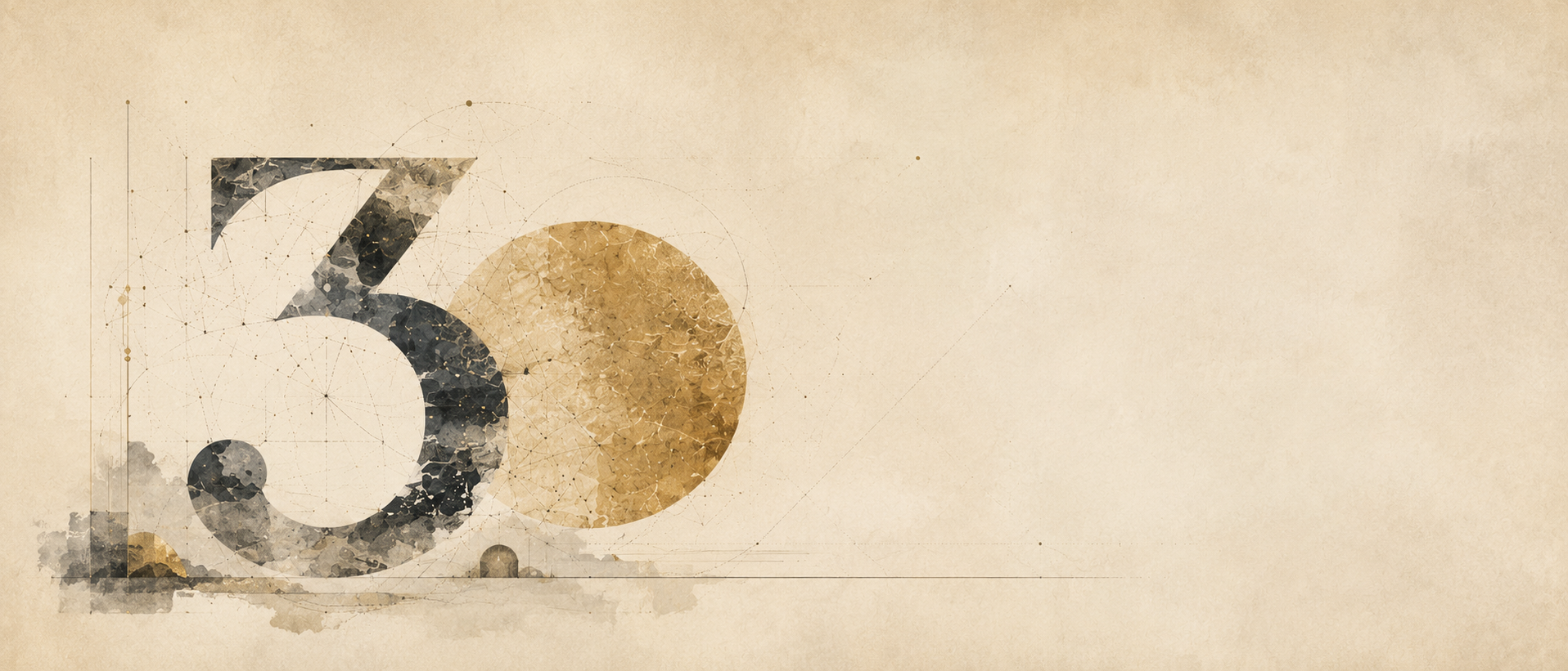 Editorial artwork of the numeral 30 marking three decades of ID Consultancy